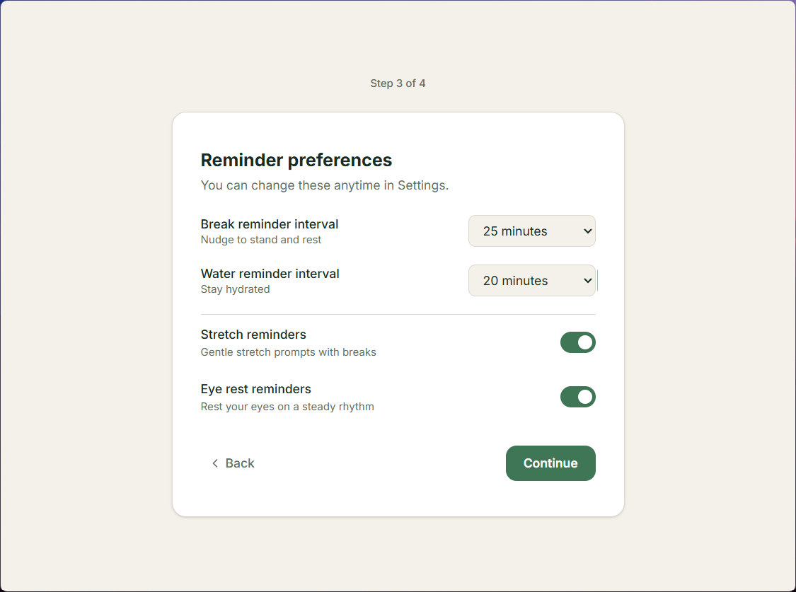 Reminder preferences
