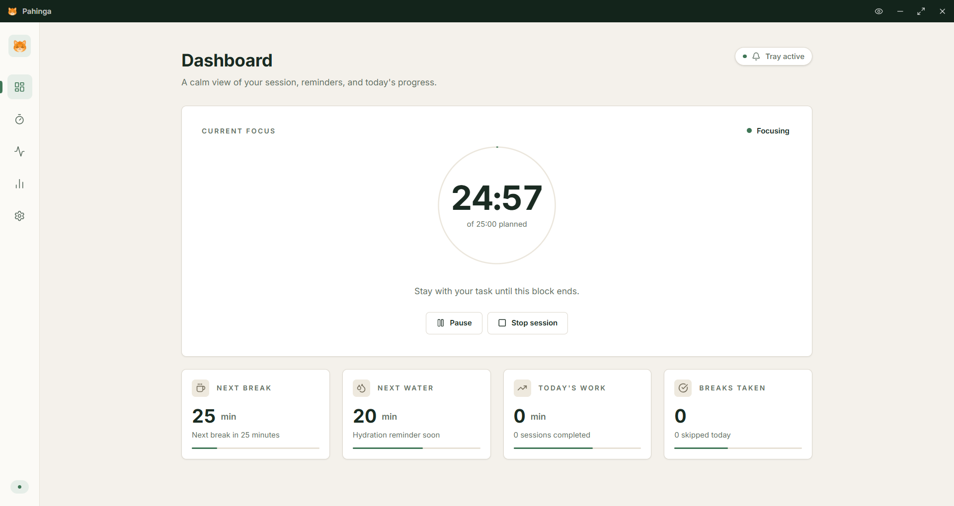 Pahinga dashboard